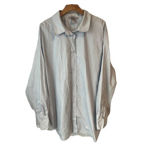 H&M Divided Button Up Shirt Womens Size XXL Pale Blue Gray Boyfriend Oversized